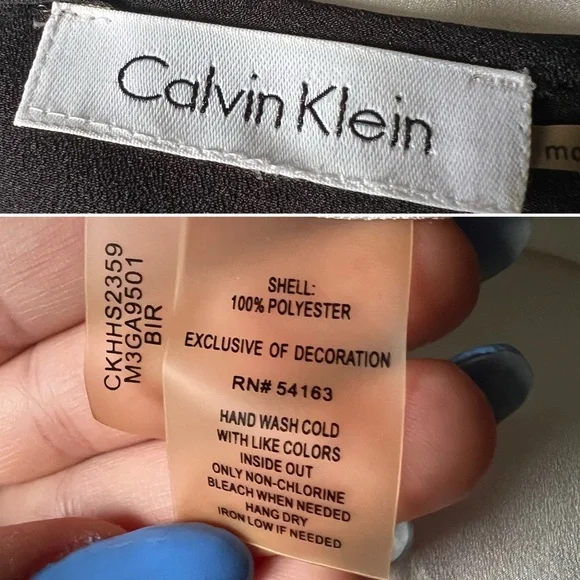 CALVIN KLEIN Black & White Colorblock Business Casual 3/4 Long Adjustable Sleeve - Picture 9 of 16